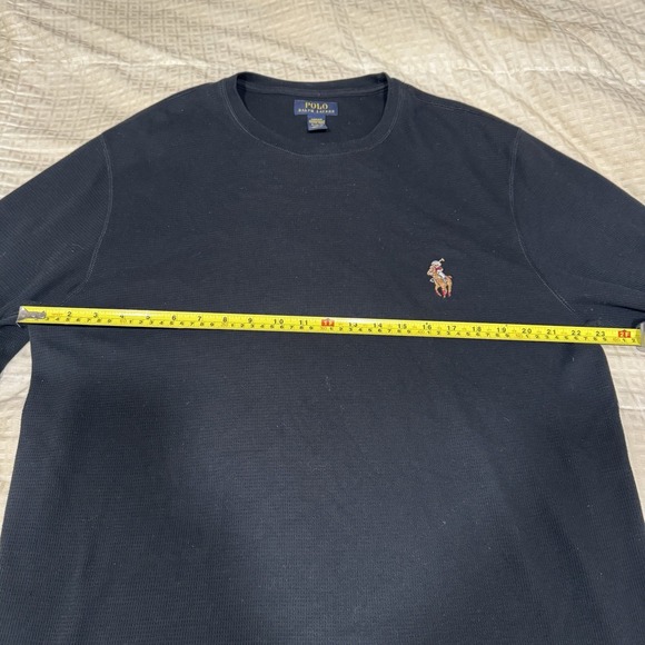 Polo Ralph Lauren Polo Bear Thermal Sleepwear Shirt Men XL Black Cotton Lounge - Picture 5 of 11